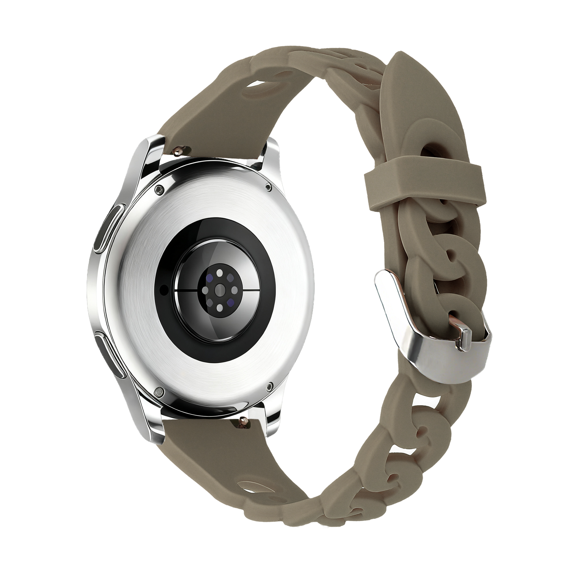 Bandz Samsung Galaxy Watch 42mm siliconen band 'Chains' (beige-bruin)