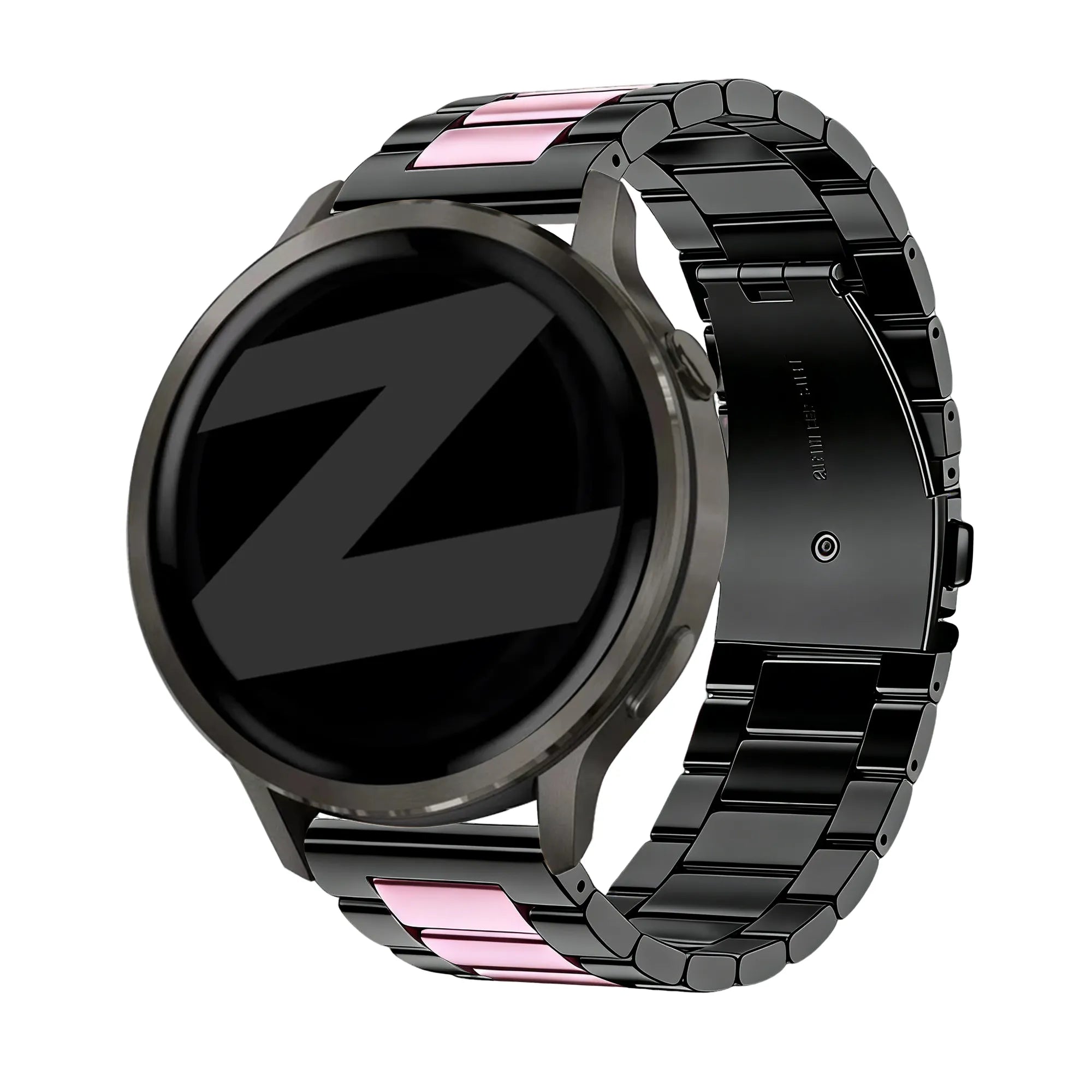 Bandz Garmin Vivoactive 4s stalen band 'Classic' (zwart/roze)