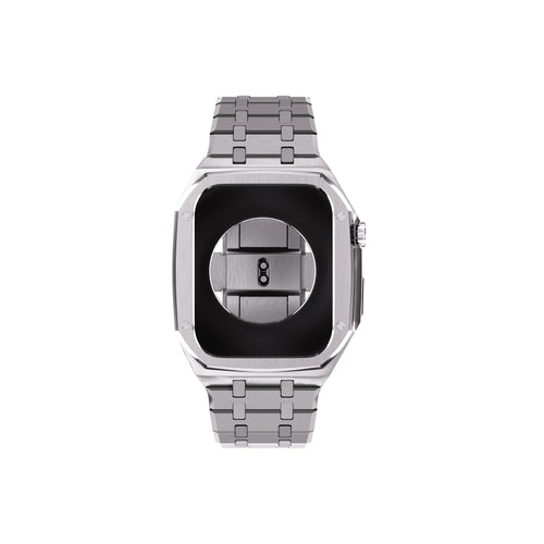 Reqior Apple Watch 45mm Kast met Stalen Band (Zilver)