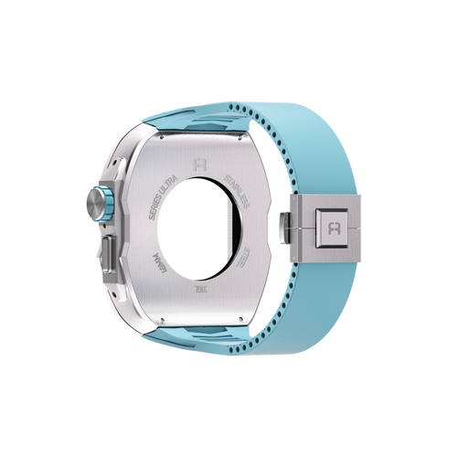 Reqior Apple Watch Ultra case met rubberen band (blauw)