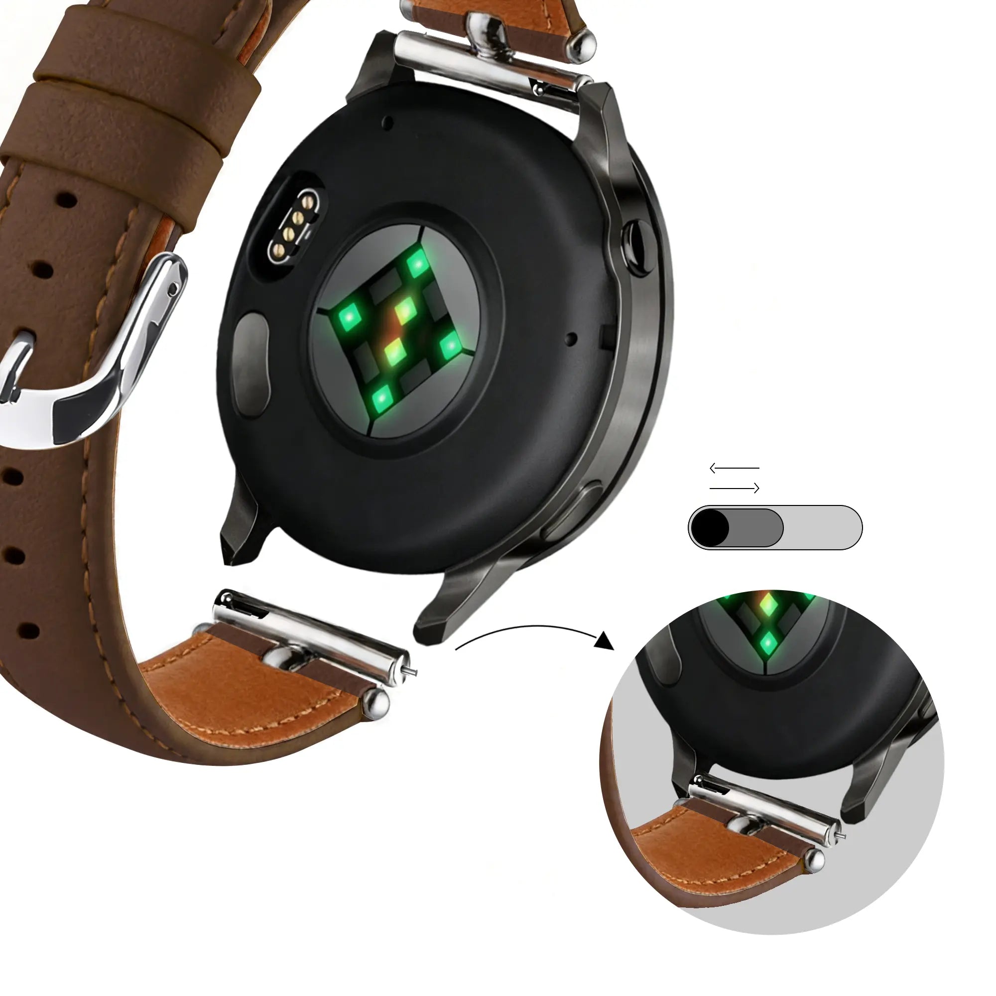 Bandz Amazfit Active 3 Premium Leather Strap 'Bullet' (Brown)
