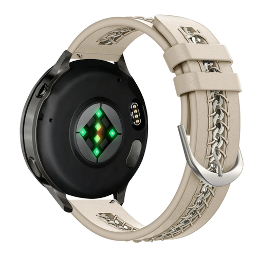 Bandz Samsung Galaxy Watch FE leren band 'Chains' (beige)