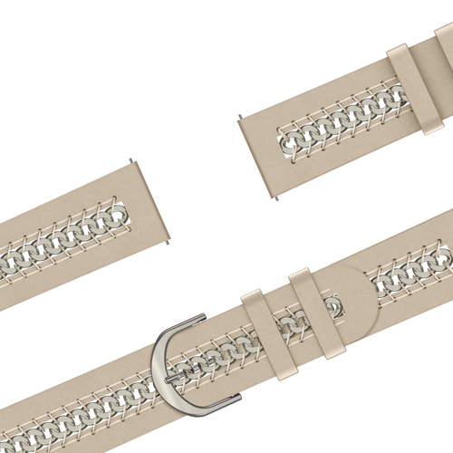 Bandz Samsung Galaxy Watch FE leren band 'Chains' (beige)