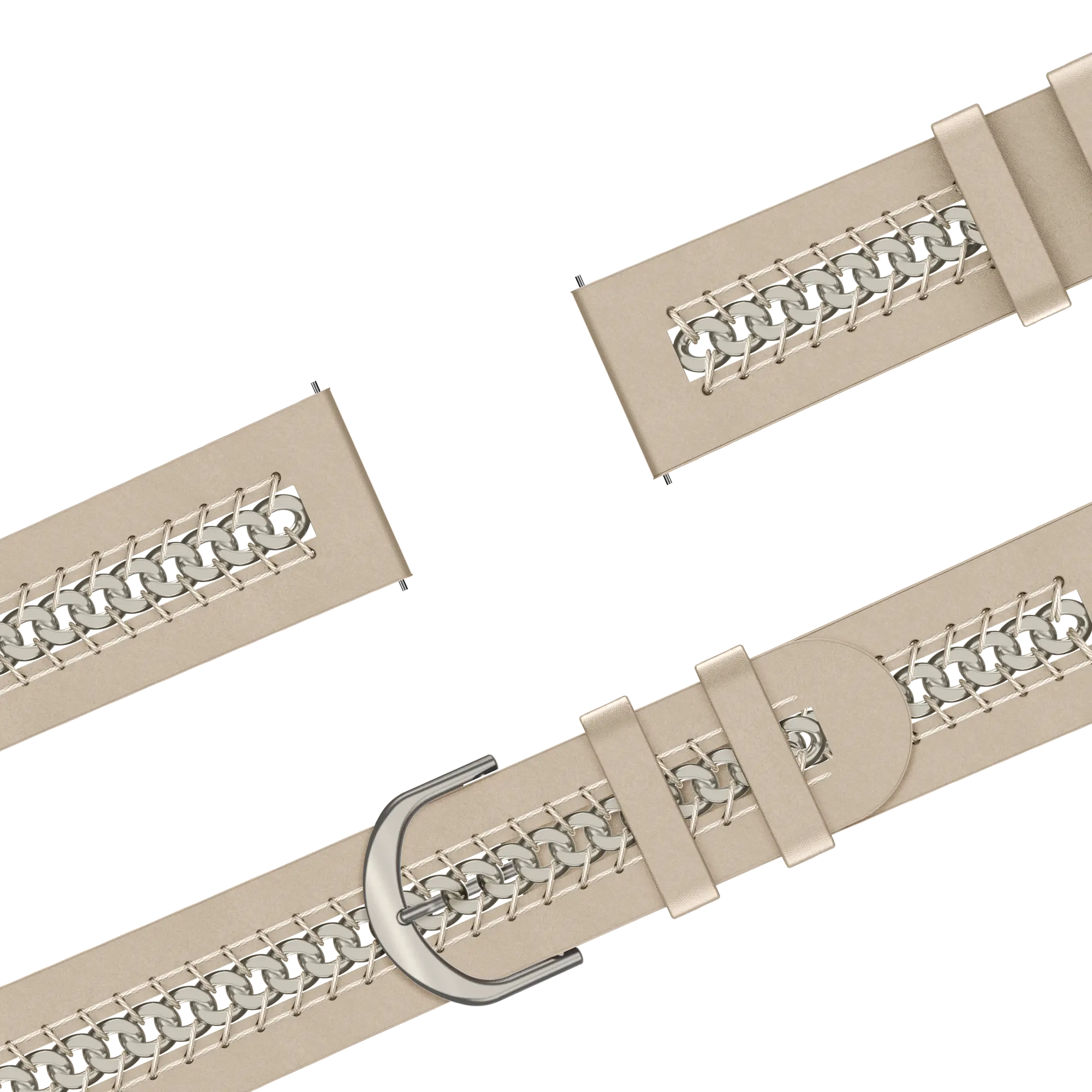 Bandz Samsung Galaxy Watch FE leren band 'Chains' (beige)