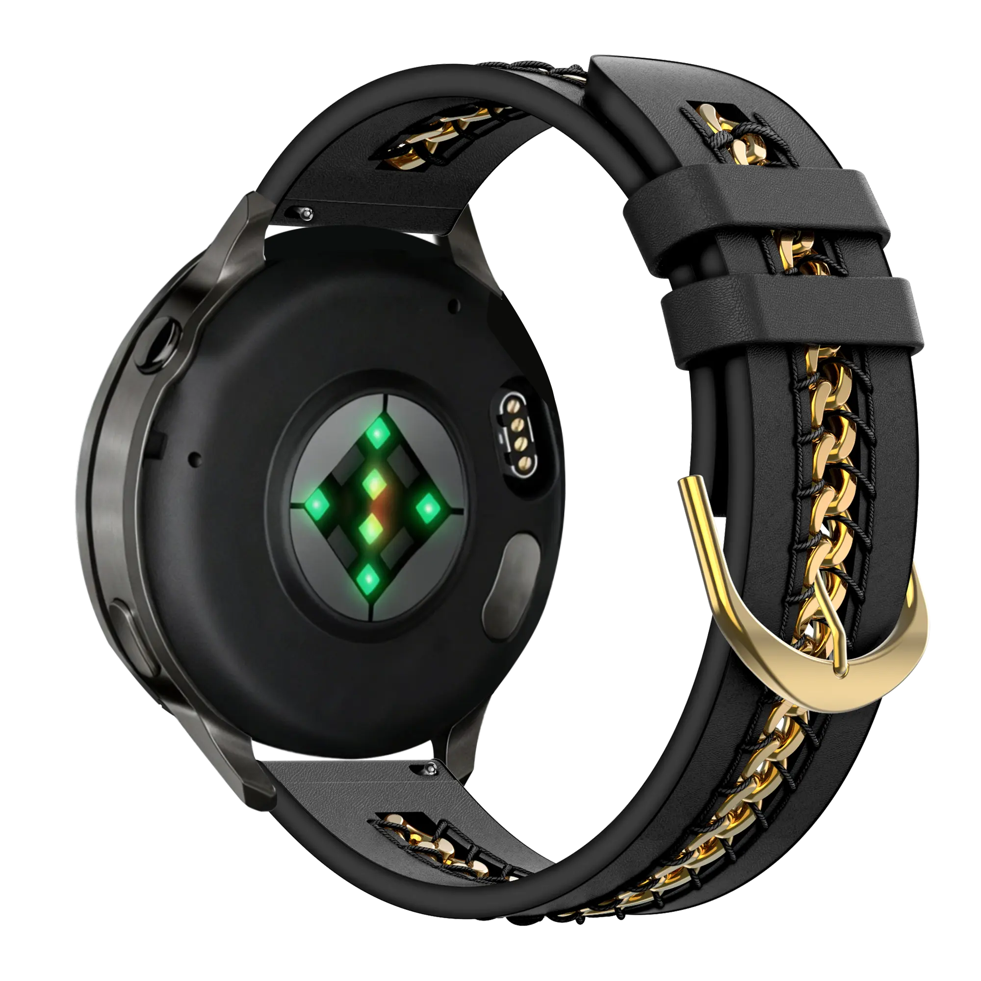 Bandz Garmin Forerunner 570 - 42mm leren band 'Chains' (zwart)