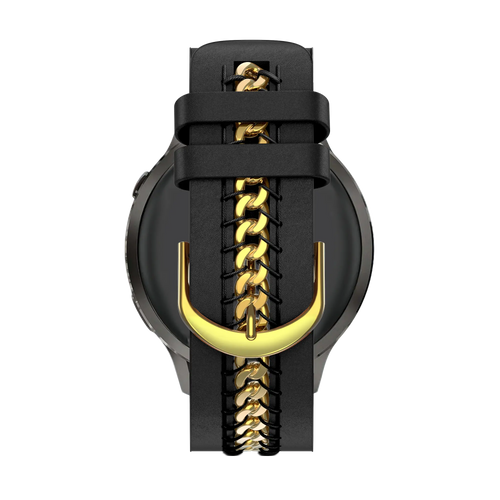 Bandz Garmin Forerunner 570 - 42mm leren band 'Chains' (zwart)