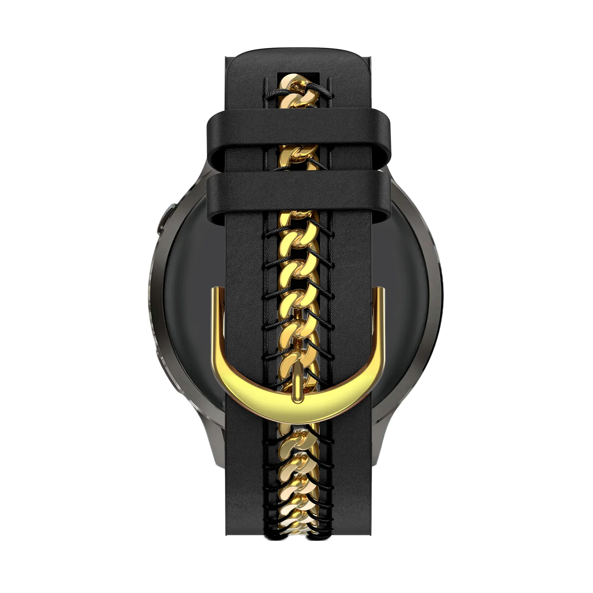 Bandz Garmin Forerunner 570 - 42mm leren band 'Chains' (zwart)