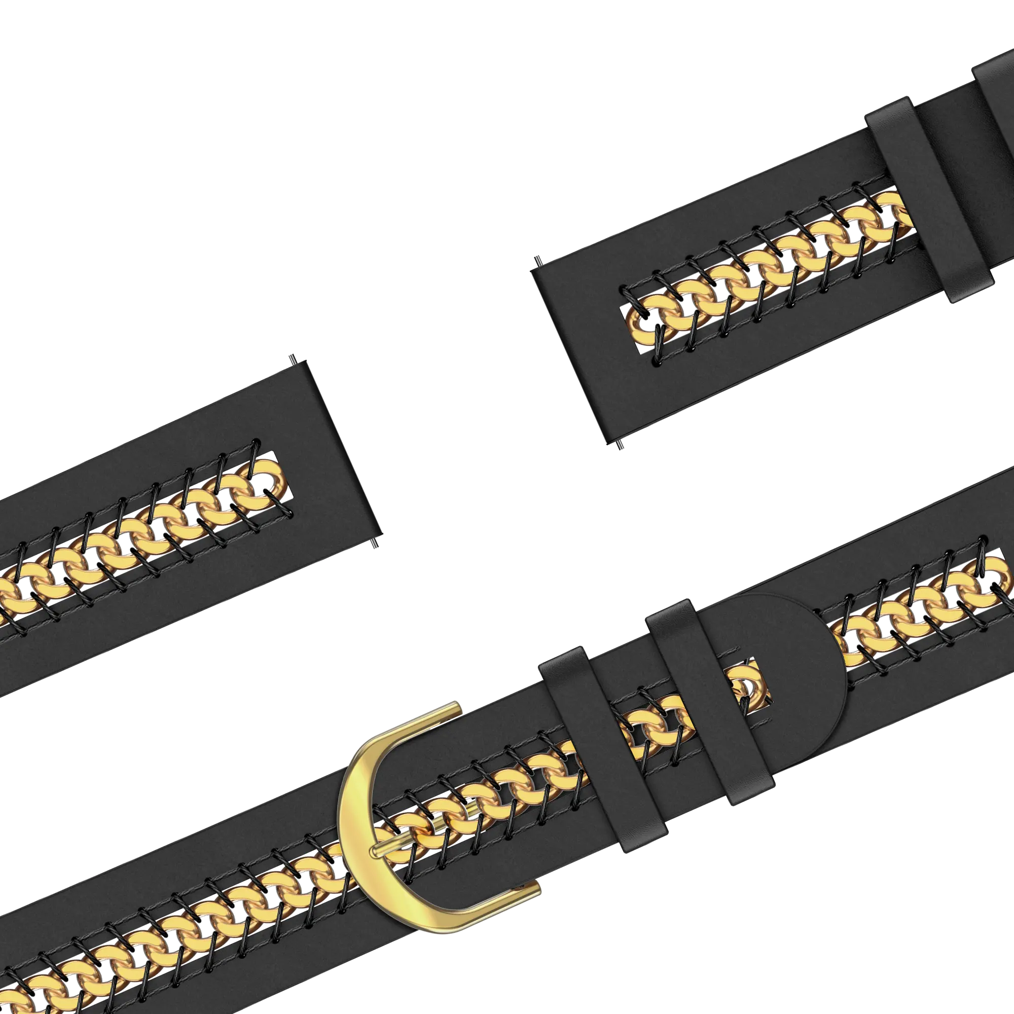 Bandz Garmin Forerunner 570 - 42mm leren band 'Chains' (zwart)