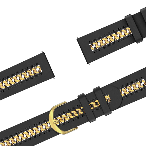 Bandz Samsung Galaxy Watch 6 Classic - 47mm leren band 'Chains' (zwart)
