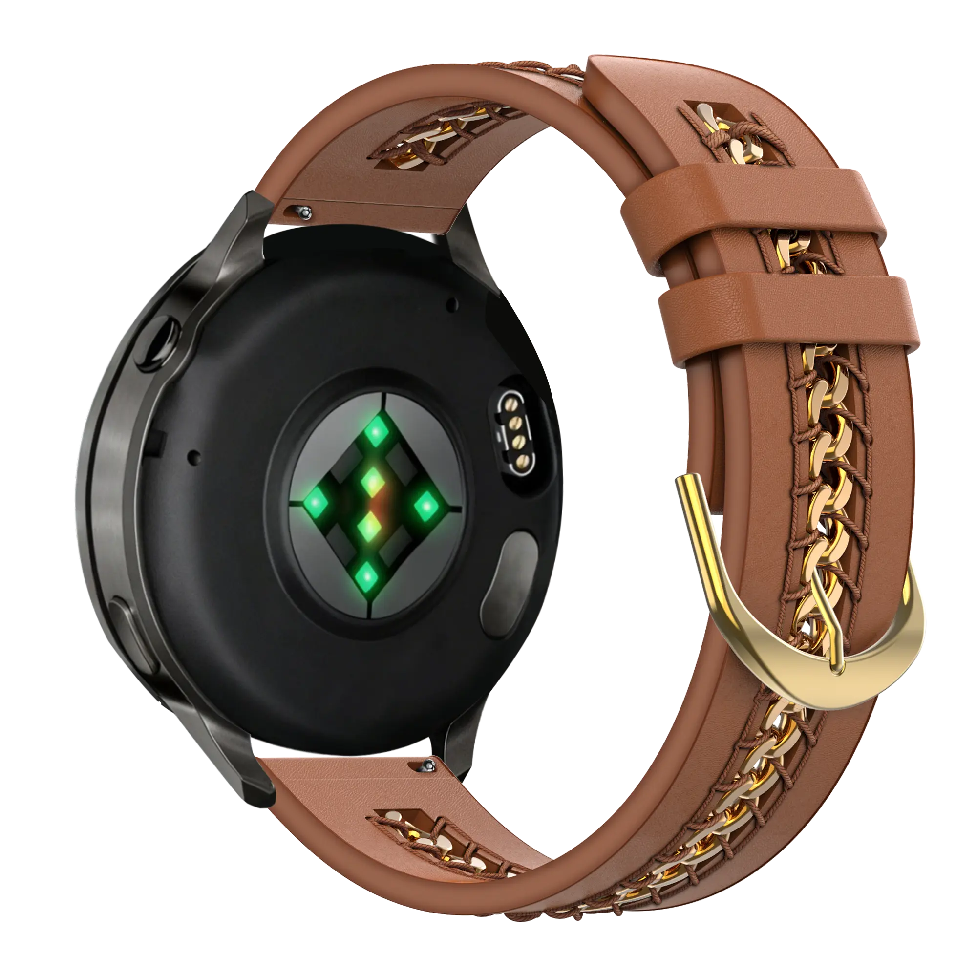 Bandz Garmin Forerunner 165 leren band 'Chains' (bruin)
