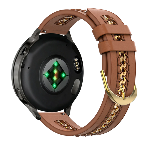 Bandz Amazfit GTS 4 leren band 'Chains' (bruin)