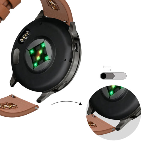 Bandz Amazfit GTS 4 leren band 'Chains' (bruin)