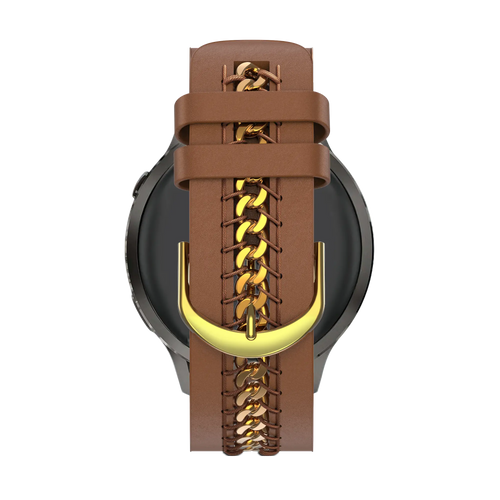 Bandz Amazfit GTS 4 leren band 'Chains' (bruin)