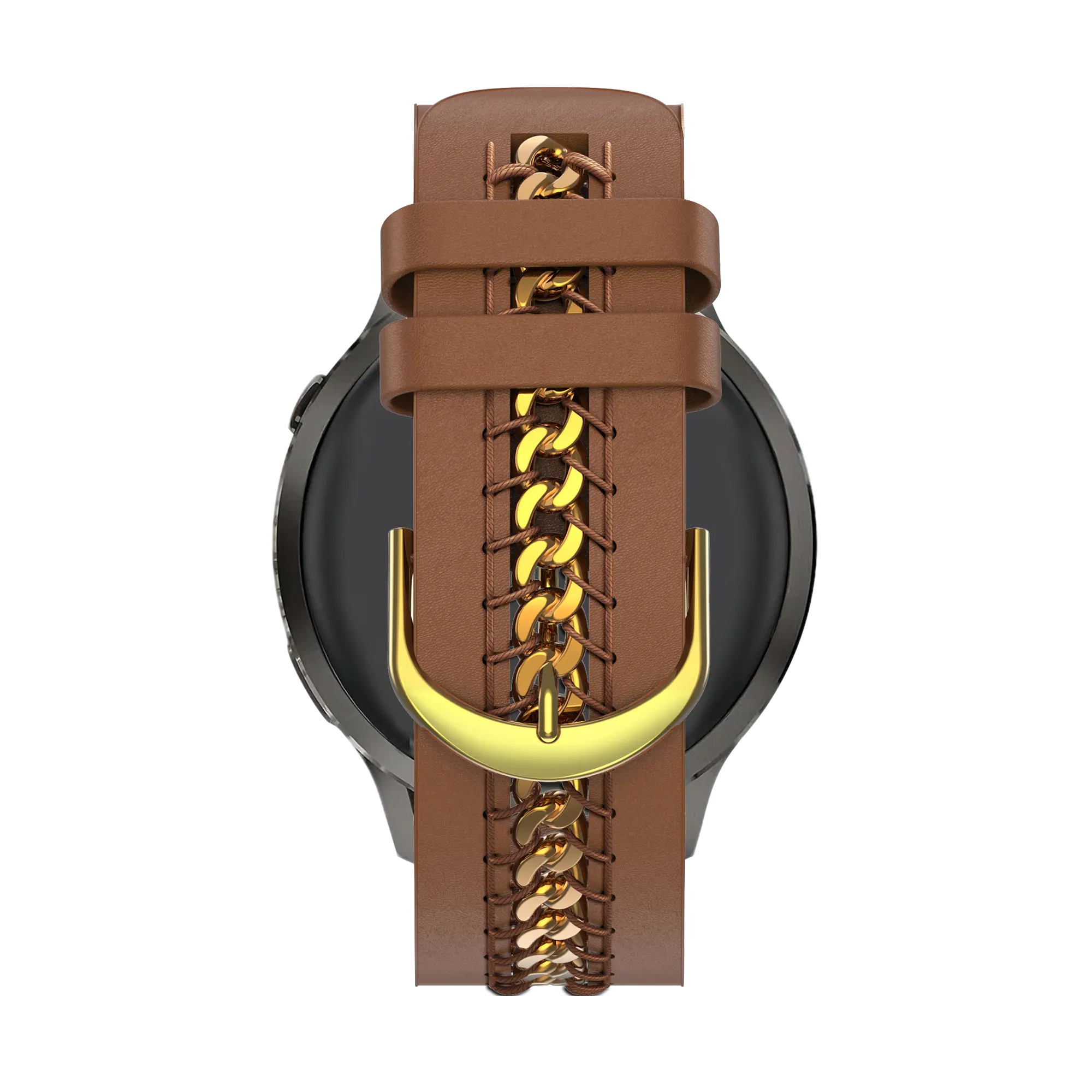 Bandz Amazfit GTS 4 leren band 'Chains' (bruin)
