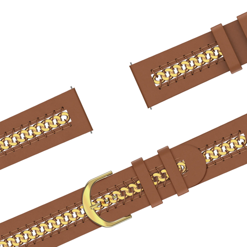 Bandz Garmin Forerunner 165 leren band 'Chains' (bruin)