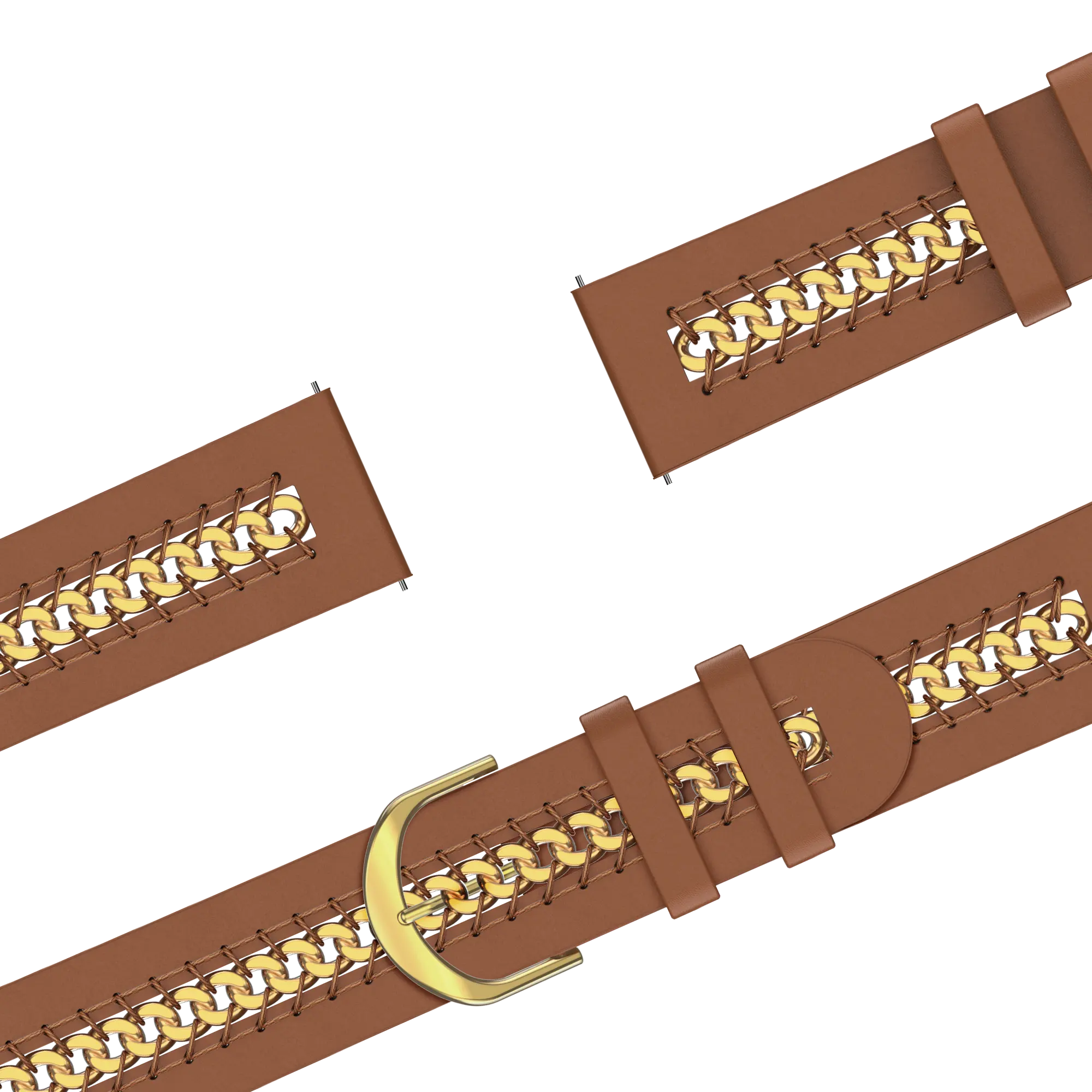 Bandz Amazfit GTS 4 leren band 'Chains' (bruin)
