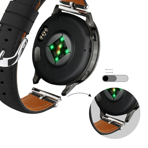 Bandz Oozoo Smartwatch 20mm Lederen band 'Bullet' (zwart)