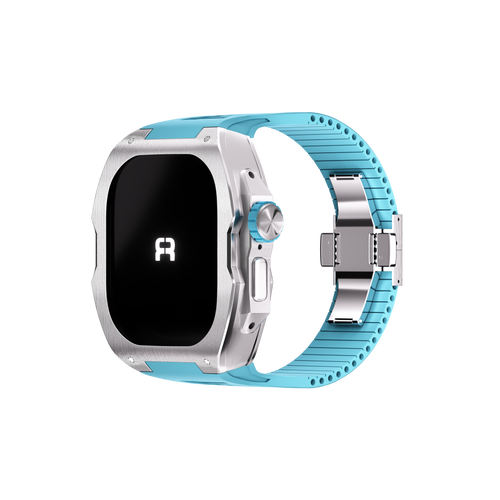 Reqior Apple Watch Ultra case met rubberen band (blauw)