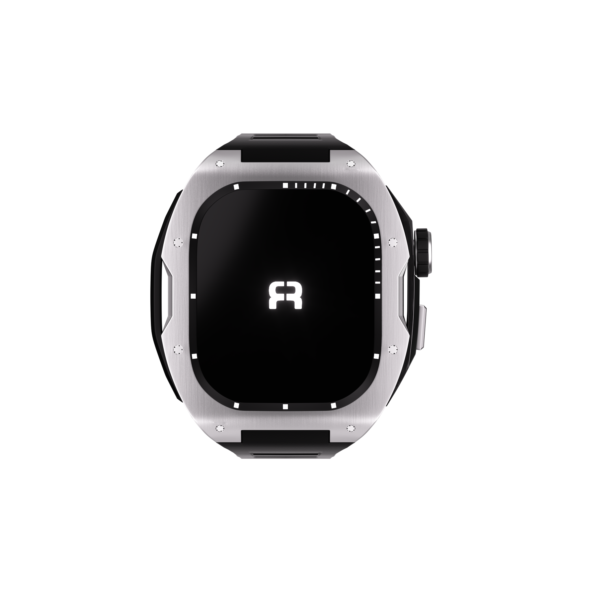 Reqior Apple Watch 45mm case met rubberen band (zilver)
