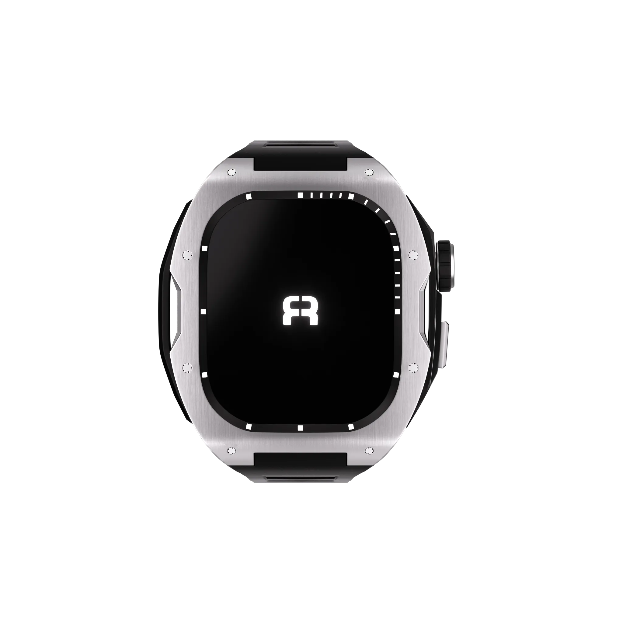 Reqior Apple Watch 45mm case met rubberen band (zilver)
