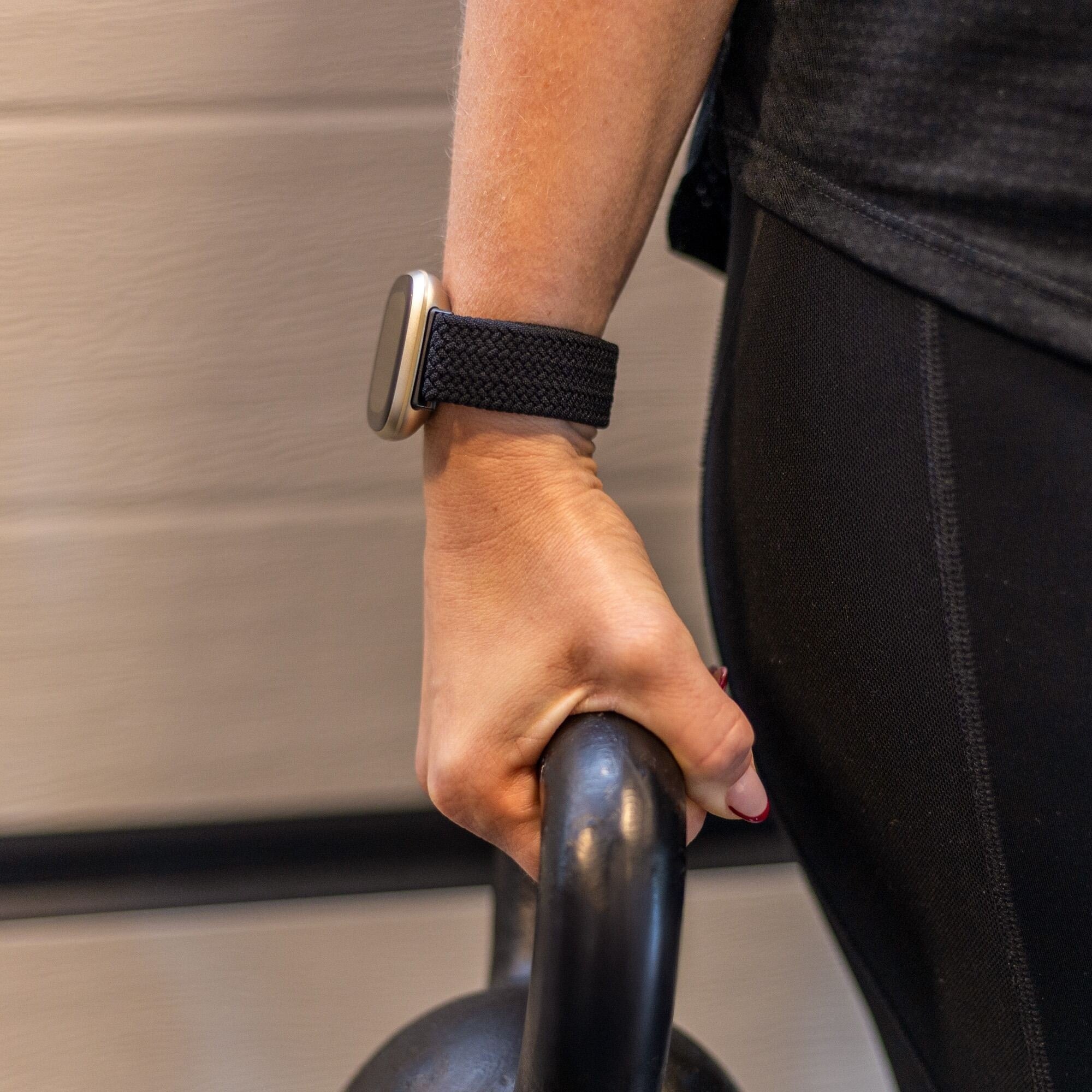 Fitbit Versa 3 verstelbaar gevlochten bandje (zwart)