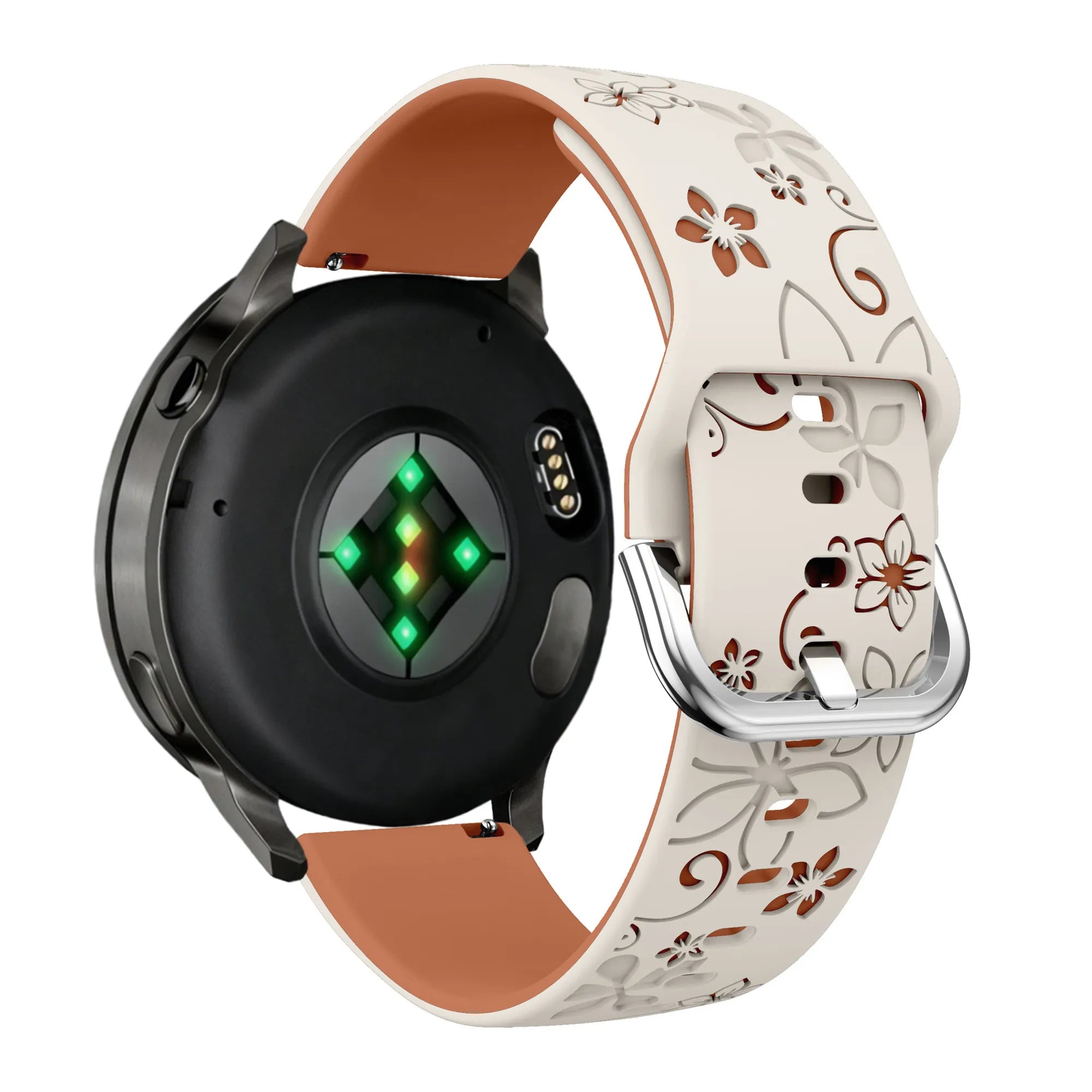 Bandz Garmin Vivoactive 6 siliconen band 'Flowers' (sterrenlicht/bruin)