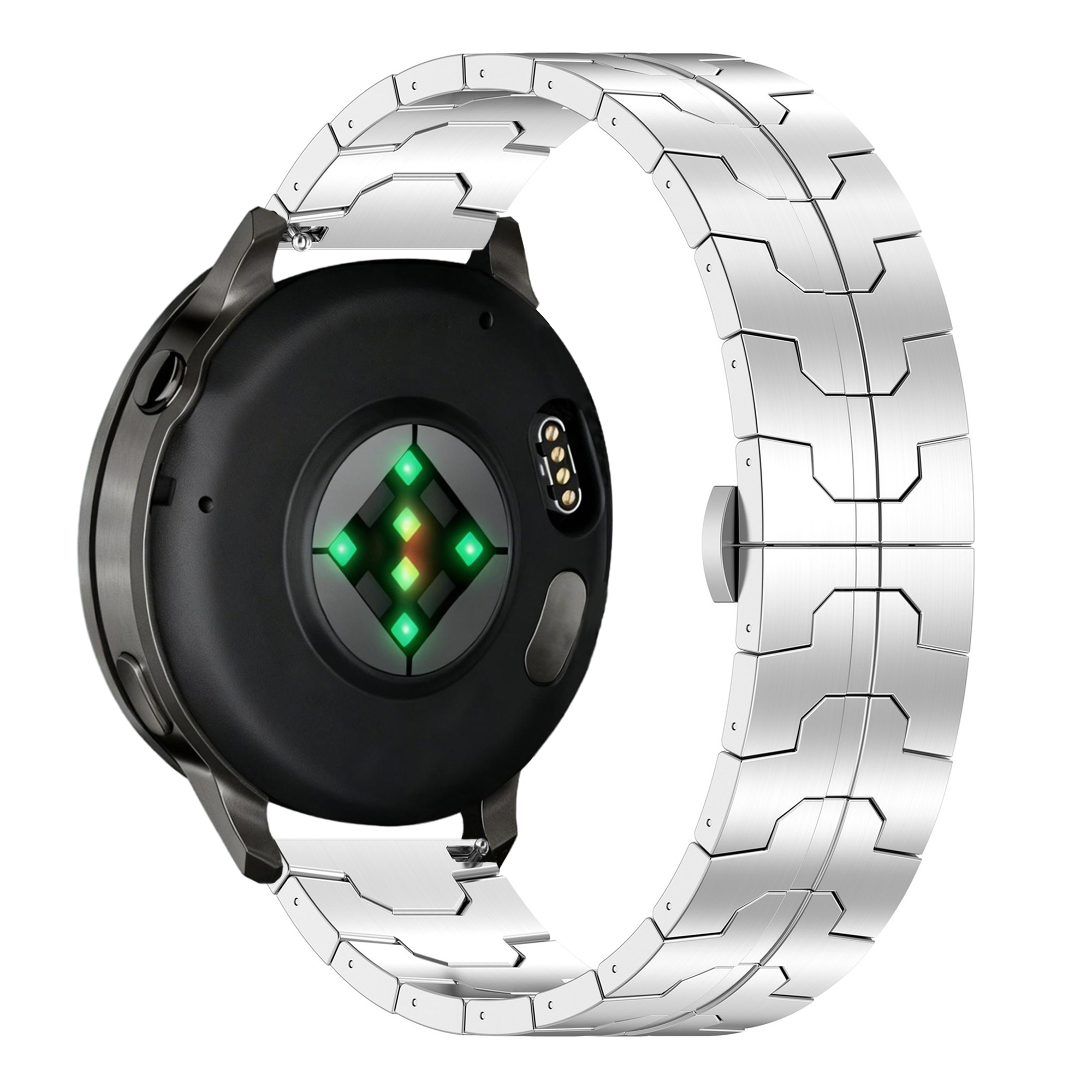 Bandz Garmin Vivoactive 4 stalen band 'Iron' (zilver)