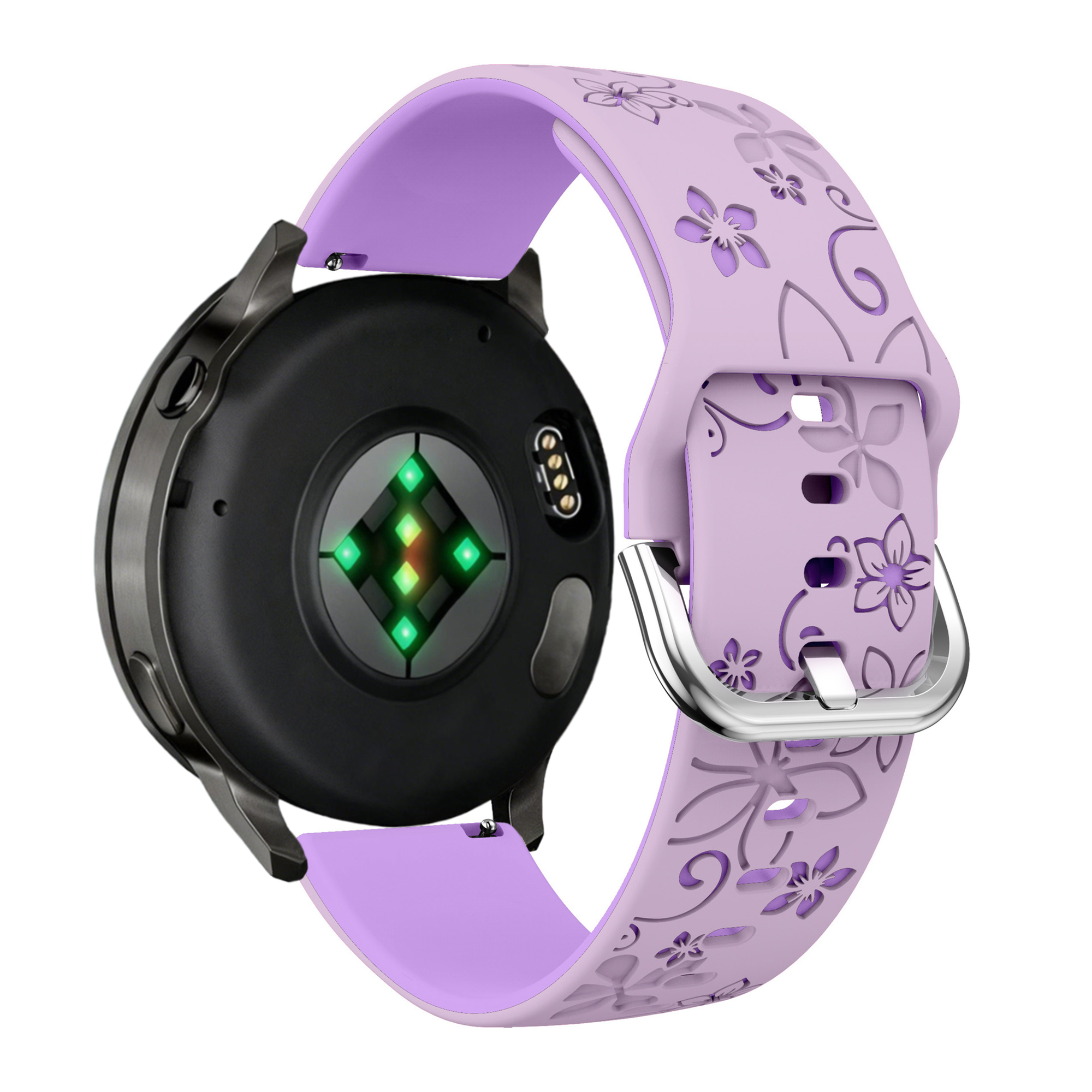 Bandz Garmin Venu 4 - 41mm siliconen band 'Flowers' (lila/paars)