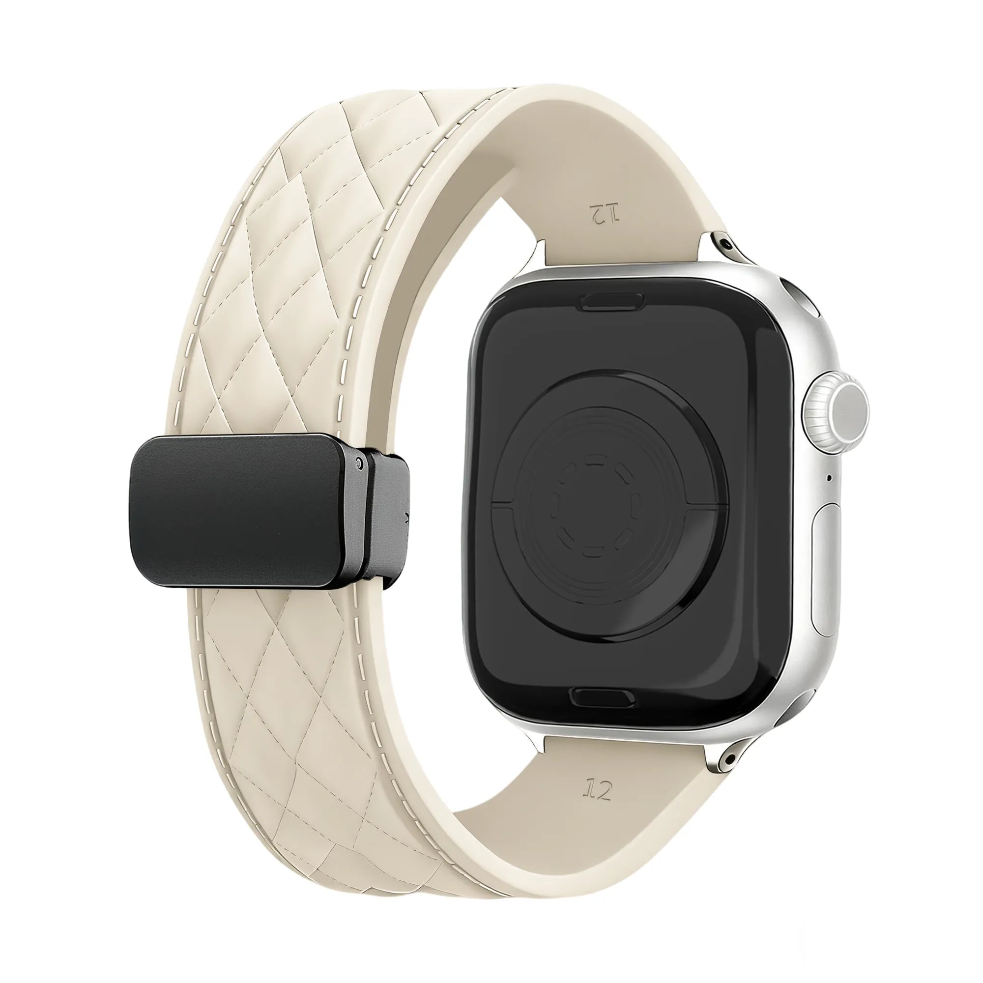 Apple Watch D-buckle siliconen diamond bandje (beige)