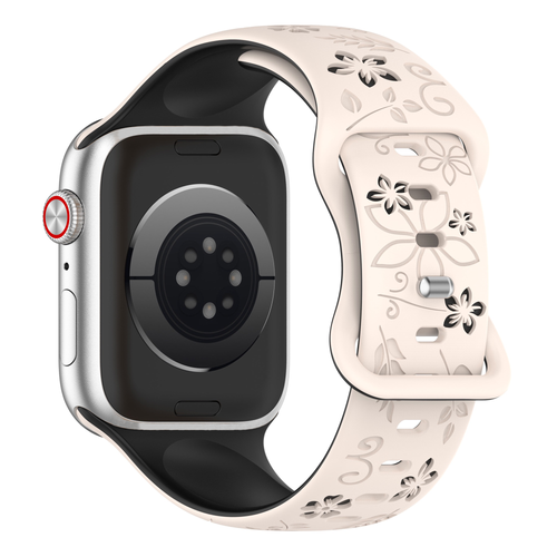 Apple Watch Flower siliconen band (sterrenlicht/zwart)