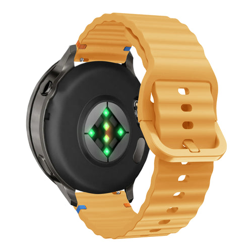 Bandz Garmin Venu 4 - 41mm siliconen band 'Wave' (donkergeel)
