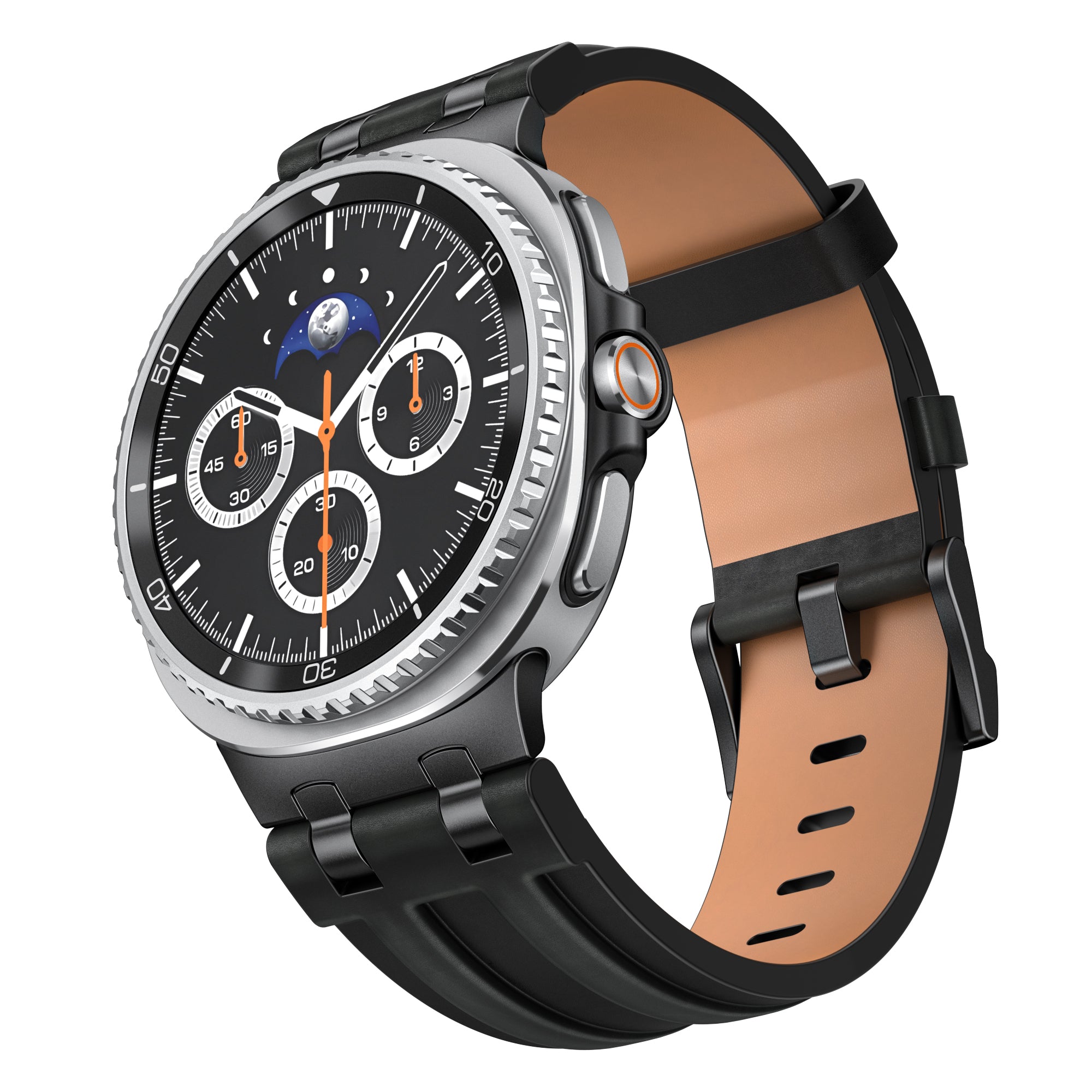 Samsung Galaxy Watch 8 - 44mm solide lederen band (zwart)