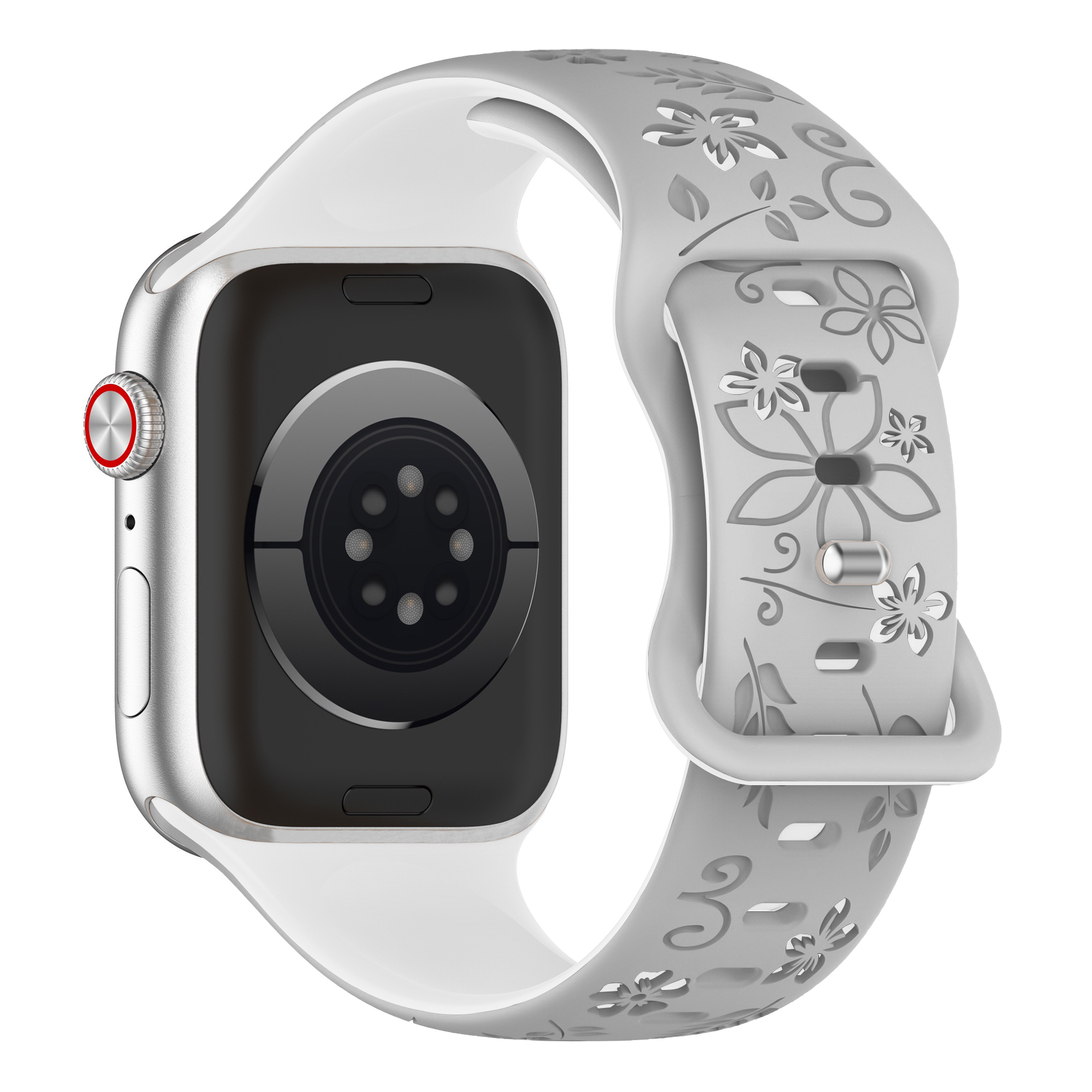 Apple Watch Flower Silicone Strap (Grey/White)