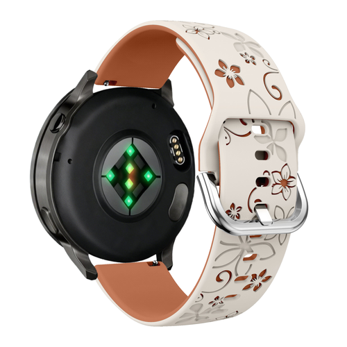 Bandz Garmin Forerunner 265s Silicone Strap 'Flowers' (Starlight/Brown)