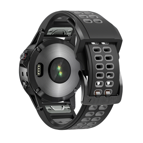 Bandz Garmin Quatix 3 / 6x / 7x Solar sport band met gesp (zwart/grijs)