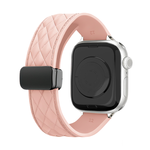 Apple Watch D-buckle siliconen diamond bandje (roze)