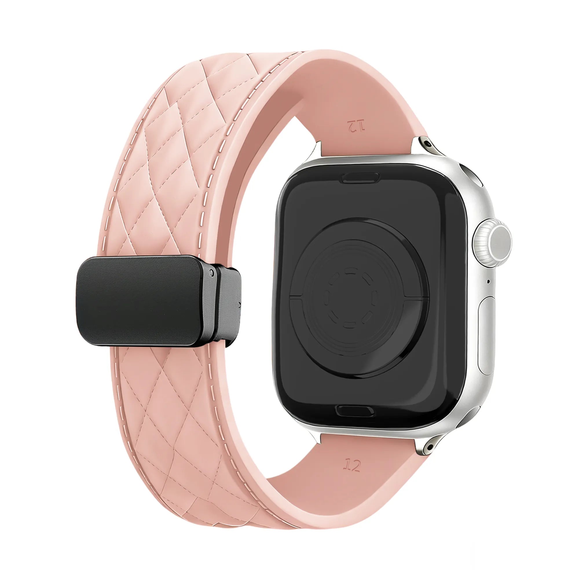 Apple Watch D-buckle siliconen diamond bandje (roze)