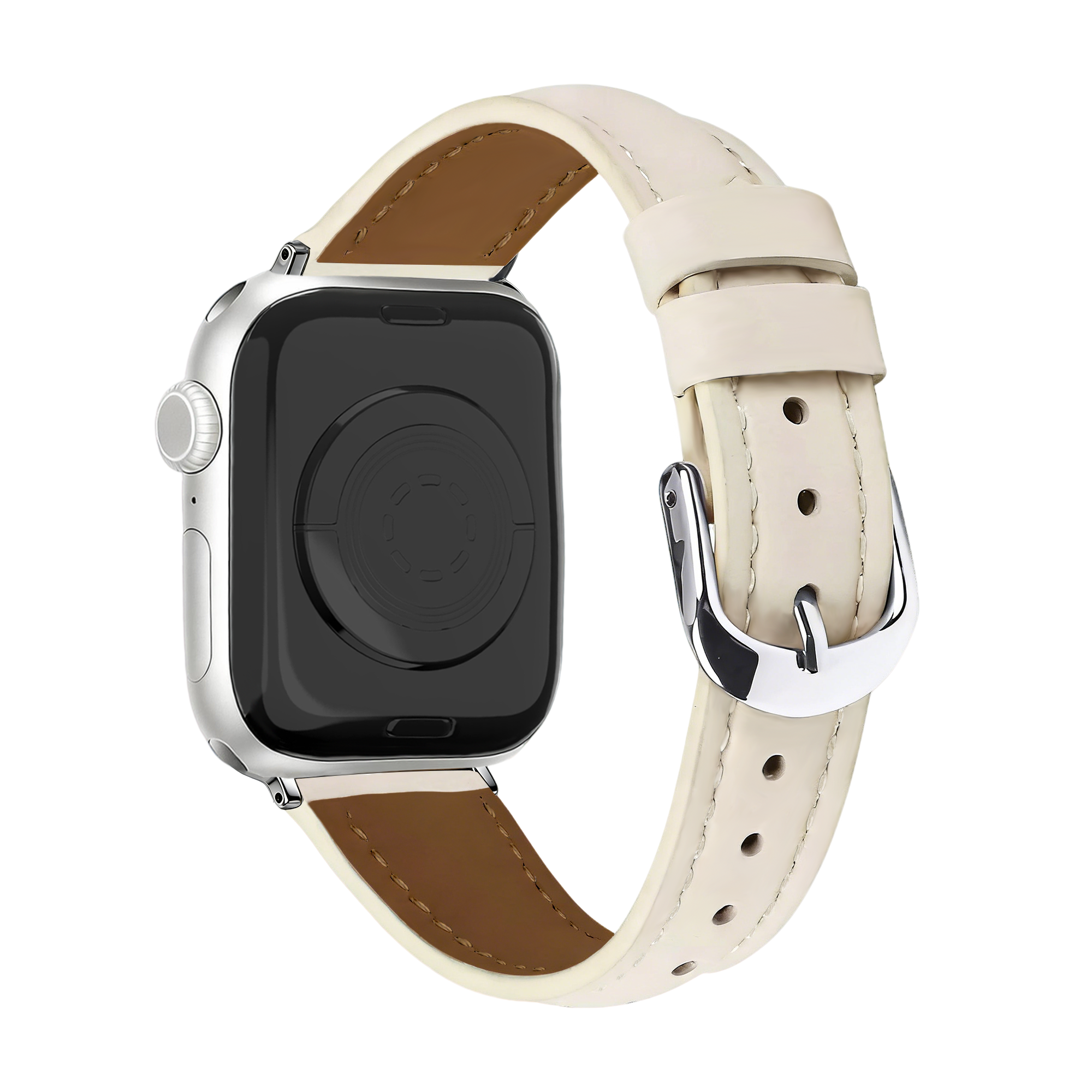 Apple Watch Slimfit Leather Strap (Light Beige)