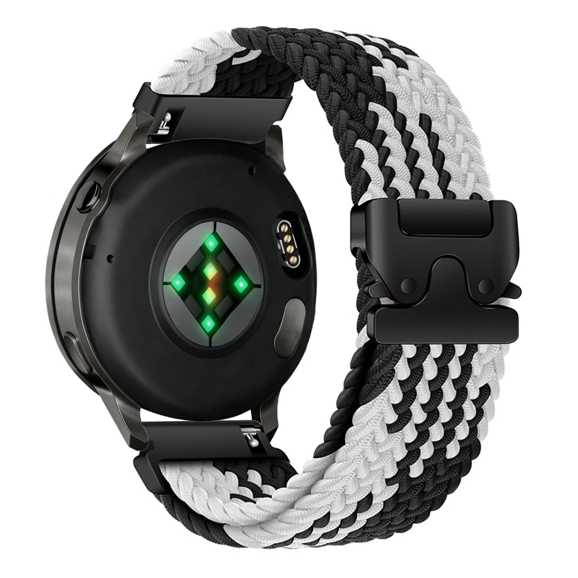 Bandz Garmin Forerunner 70 gevlochten band 'Parachute' (zwart/wit)