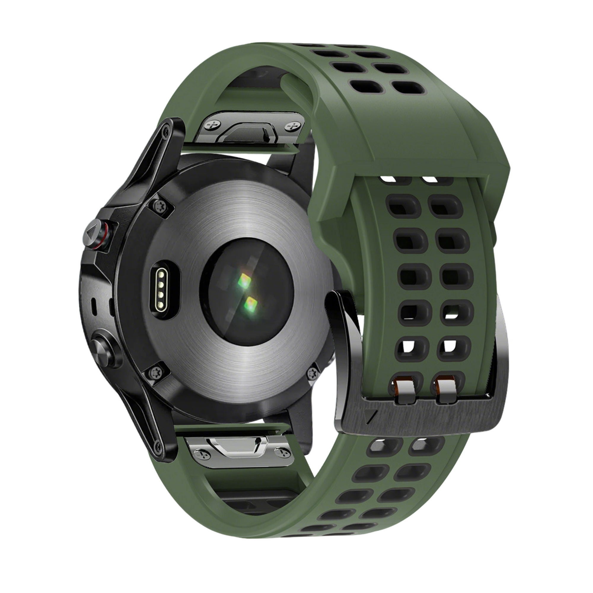 Bandz Garmin Quatix 5 / 6 / 7 dual sport gesp band (groen/zwart)