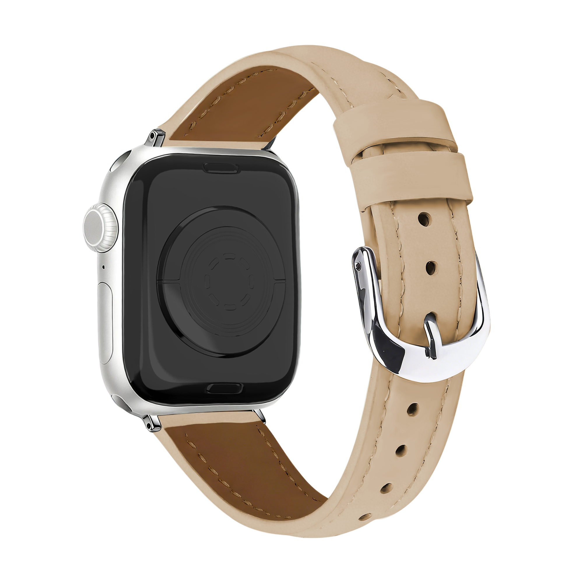 Apple Watch slimfit leren band (milk tea)