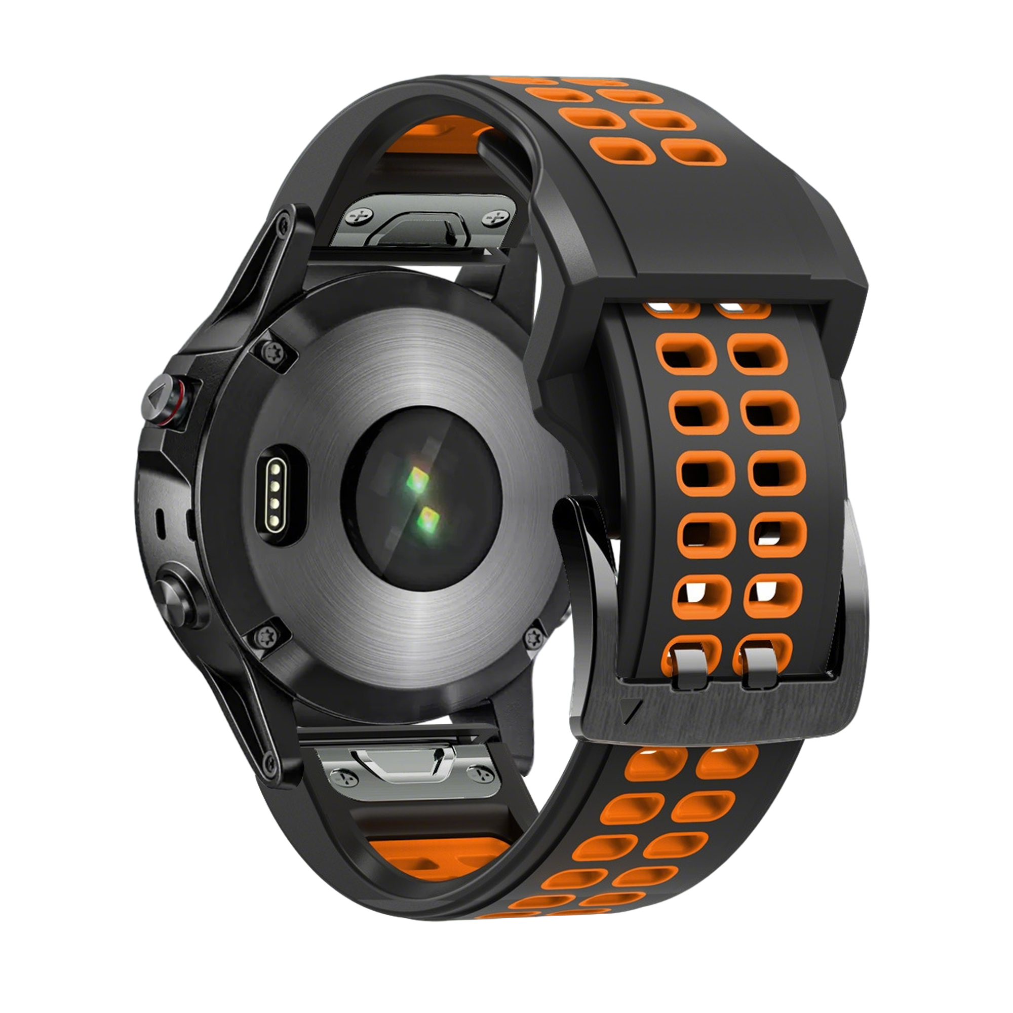 Bandz Garmin Fenix 8 - 51mm sport band met gesp (zwart/oranje)