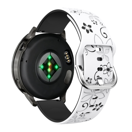 Bandz Garmin Vivomove 3s Silicone Strap 'Flowers' (White/Black)