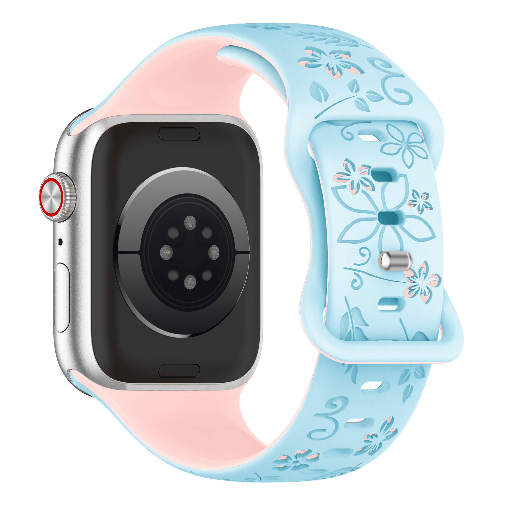 Apple Watch Flower Silicone Strap (Blue/Pink)