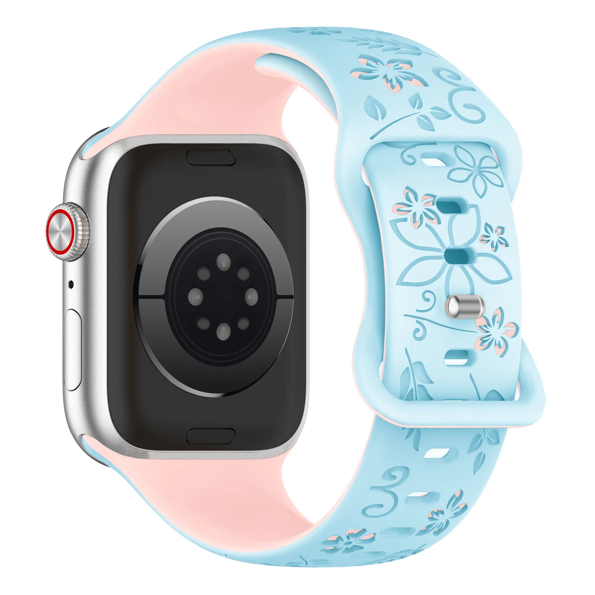 Apple Watch Flower siliconen band (blauw/roze)