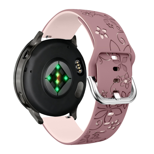 Bandz Garmin Vivoactive 4s Silicone Strap 'Flowers' (Smoke Purple/Light Pink)