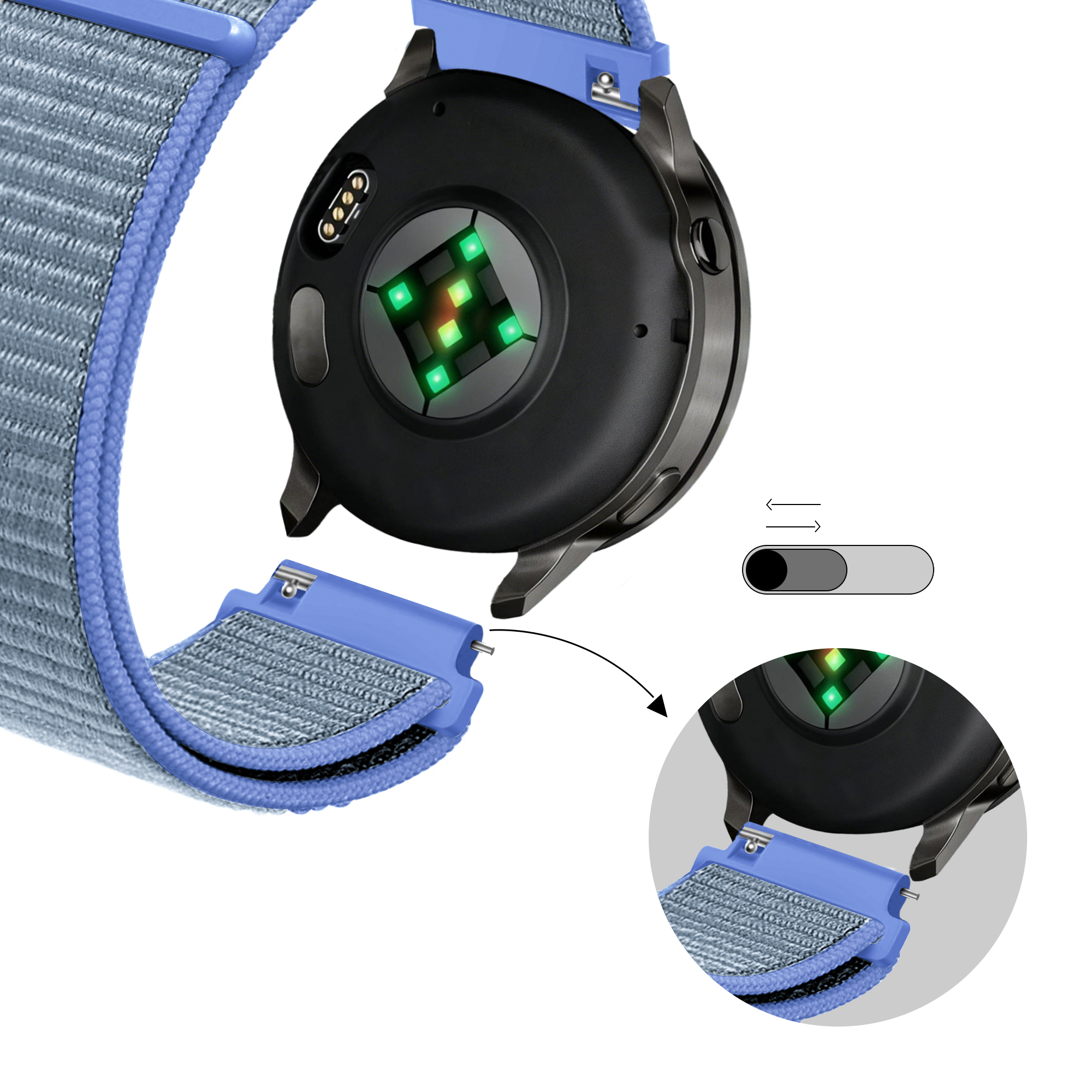 Bandz Garmin Venu 2 Nylon Loop Strap (Light Blue)