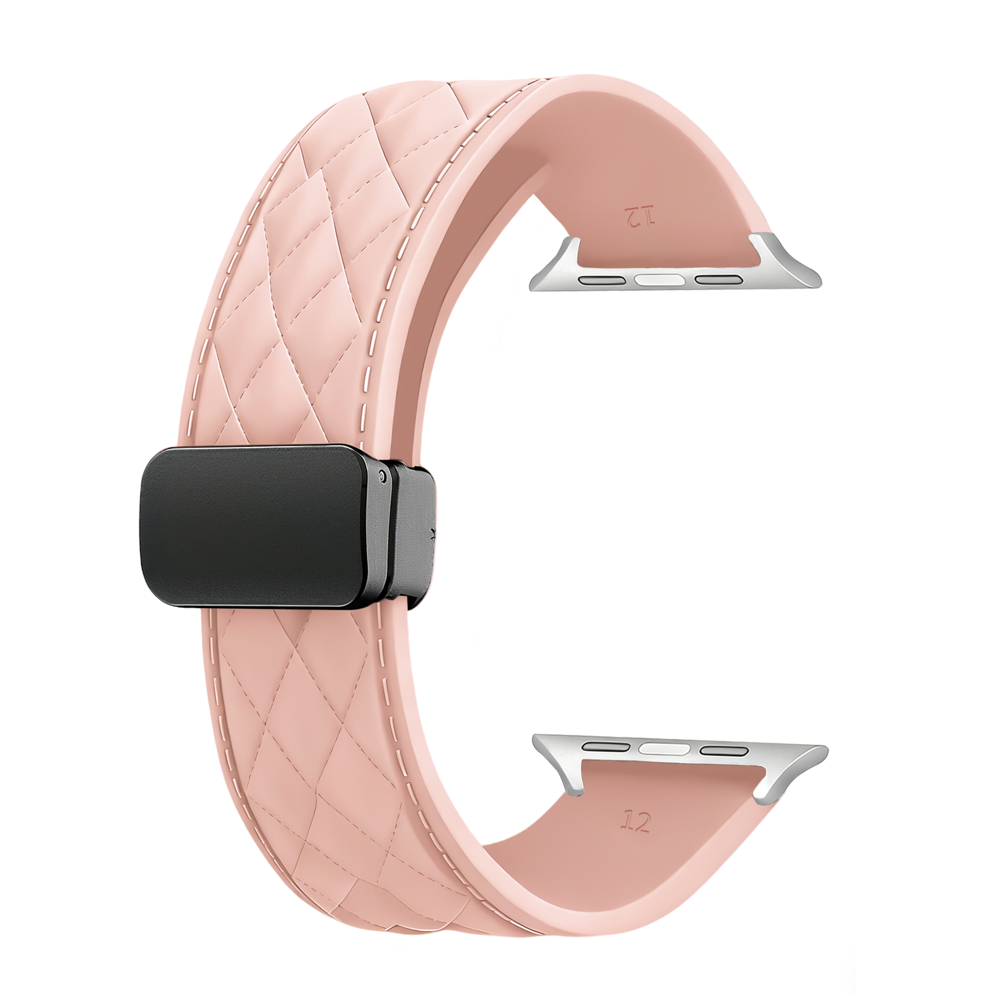 Apple Watch D-buckle siliconen diamond bandje (roze)