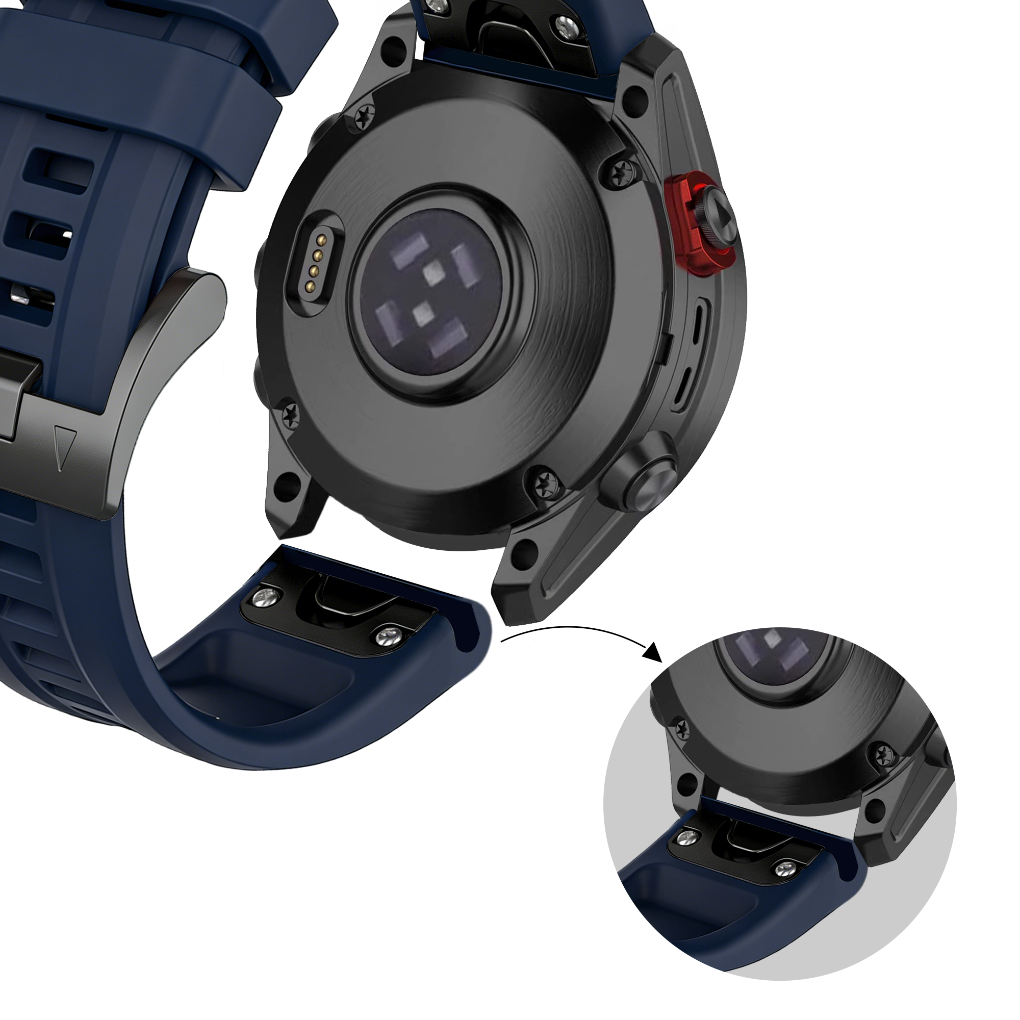 Bandz Garmin Descent Mk2S Silicone Strap 'Classic' (Dark Blue)