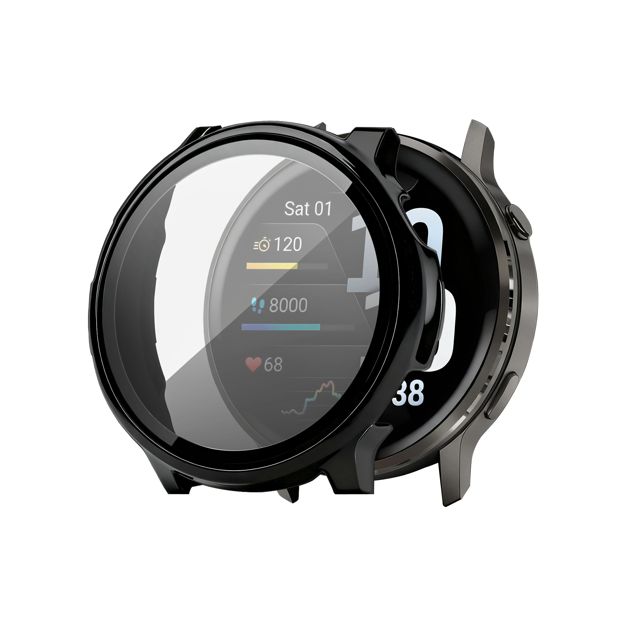 Bandz Garmin Venu 4 - 45mm PC hoesje met glas (zwart)